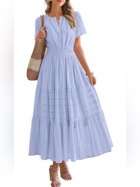 #84 BTFBM Light Blue Tiered Smocked-Waist Maxi Dress - size M 100% cotton